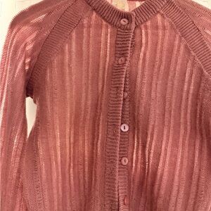 Vintage Lightweight Pink Ribbed Cardigan Sweater
